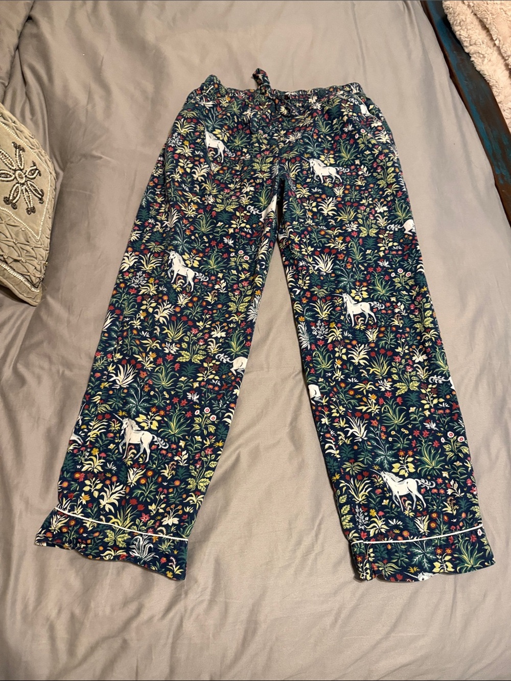 EUC Printfresh women’s navy garden unicorn print Floral Pajama Pants